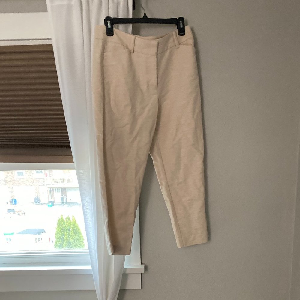 professional cropped cream pants for work